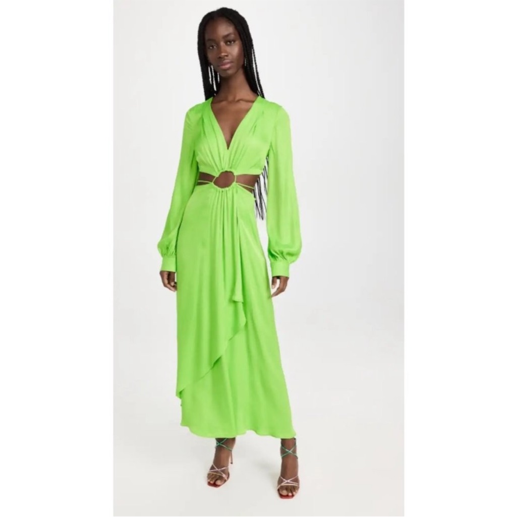 Nwt | Farm Rio | Lime Green Cut Out Maxi Dress | L